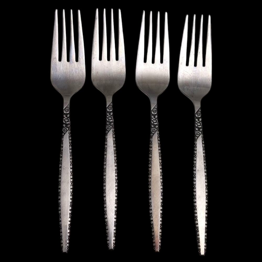 Lot 4 Vintage Orleans Silver - ORL8 - Stainless Japan - Salad Fork 6 1/2"